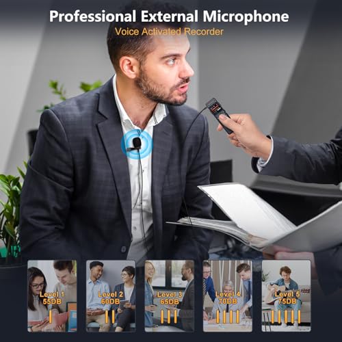 80GB Voice Recorder 100 Hours Continuous Recording, Ponovo Professional Voice Activation Recorder 1536Kbps with MIC, 1100mAh Mini Audio Recorder with Password for Interviews Meetings