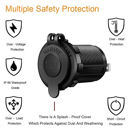 12V Cigarette Lighter Socket Car Marine Motorcycle ATV RV Lighter Socket Power Outlet Socket Receptacle Waterproof Plug 3Pack By MXRS