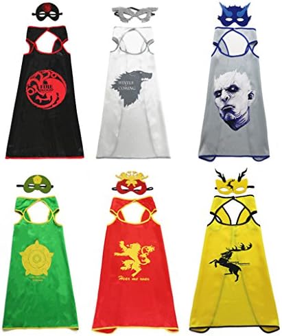 Lylan Dress-Up Party Costume for Game of Thrones Capes and Masks for Adult and Kids - Pack of 6