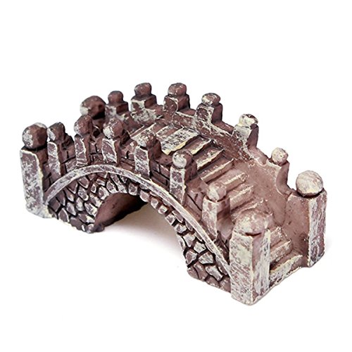 BARGAIN HOUSE Miniature Bridge Bridge Ornament Miniature Fairy Garden Dollhouse Garden Decor Dollhouse Decoration Suitable for succulents and various other decorative fence potted dark red