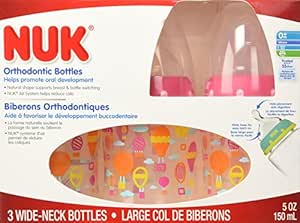 NUK 3 Pack Orthodontic Silicone BPA Free Nipple Bottle, 5 Ounce, Colors May Vary (Discontinued by Manufacturer)