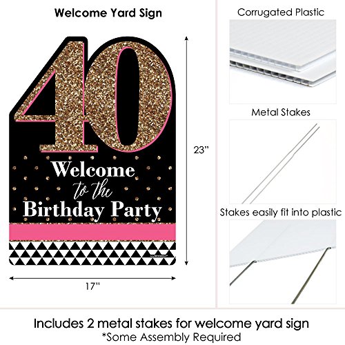 Big-Dot-of-Happiness-Chic-40th-Birthday-Pink-Black-and-Gold-Party-Decorations-Birthday-Party-Welcome-Yard-Sign