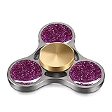 TOOBOM Metal Fidget Spinner Last 3 Minutes, Quality Bearing Quiet Fidget Toy Stress Reducer Hand Spinner Tri Spinner for Kids Children Adult (Crystal Purple)