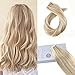 Moresoo 16 Inch Tape in Remy Hair Extensions Human Hair 100G 40PCS Tape in Blonde Hair Extensions Remy Human Hair Honey Blonde #14 Highlighted with Bleach Blonde #613 Color Soft and Silky Hair
