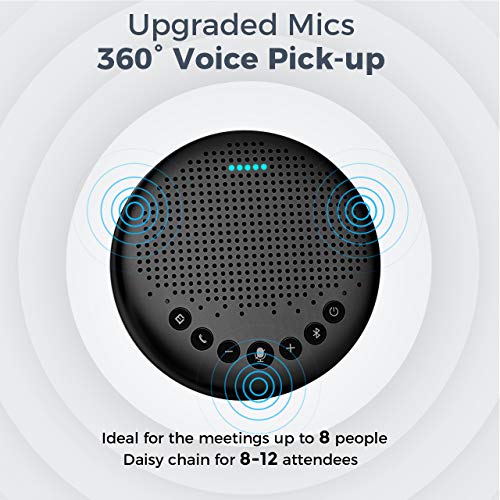 Bluetooth-Speakerphone--eMeet-Luna-Computer-Speakers-with-Microphone-wEnhanced-Noise-Reduction-Algorithm-Daisy-Chain-wDongle-USB-Speakerphone-for-Home-Office-360-Voice-Pickup-for-8-People-Black