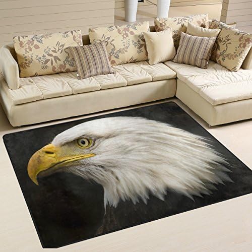 American Bald Eagle Playmat Floor Mat For Dining Room Living Room Bedroom, 7'x5' and 5'3"x4'