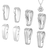 AHANDMAKER 8Pcs 2 Styles 925 Sterling Silver Pendant Clasp Pinch Snap on Bails Charm Holder Hook Pinch Clip Bail Clasp Chain Connectors Findings Jewelry Pendants Clasps for Necklace Choker Making