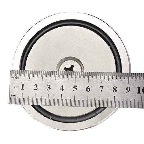Wukong 837LBS(380KG) Pulling Force Super Powerful N52 Round Neodymium Magnet with Countersunk Hole and Eyebolt Diameter 3.54''(90mm) X Thick 0.70"(18mm) for Fishing Magnet