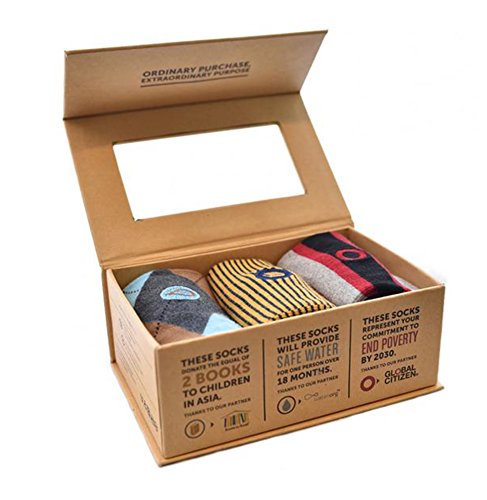 Conscious Step Men's Collection 3-Pack Gift Set: Books (Stripes), Water (Argyle), Poverty (Stripes)