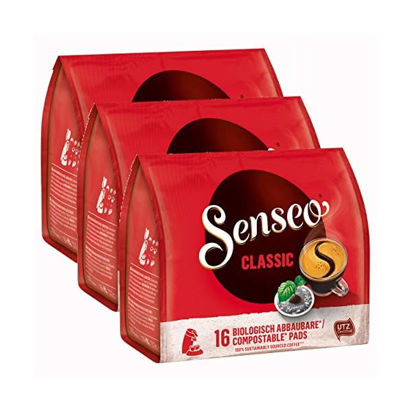 Senseo Kaffeepads Klassisch / Classic, neues Design, Intensiver & Vollmundiger Geschmack, Kaffee, 3er Pack, 3 x 16 Pads