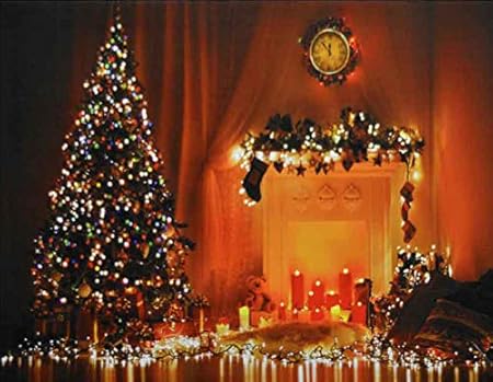 Life Is Good Large Christmas Tree Fireplace Light Up Fibre Optic