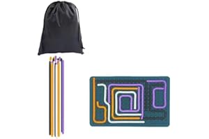 RuRu Monkey Sensory Activity Board, Silicone Fidget Toy for Calming, Stress, Anxiety, ADHD & Autism | Silent, No Mess | Kids 4+ & Adults | Includes Portable Travel Bag & 13 Strings(Rectangular)