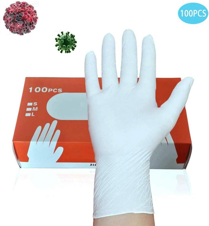 skbxyj Multifunction Disposable Gloves, Ding Qing Latex Thick Powder Kitchen Glove Free Strong Stretchy Gloves Cleaning Gloves for Home Food Medical Laboratory Use100Pcs(S,M,L,XL)