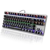 LESHP Wired Mechanical Gaming Keyboard- USB Luminescent Interface Luminescent 6 Color LED Backlit 87- Key Multimedia Mechanical Game Keyboard Connected Computer for Working or Prime Gaming