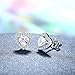 J.Rosée Christmas Jewelry Gifts Packing 925 Sterling Silver High Polished Round Cut Heart-Shape Small Stud Earrings Best Gifts for Her