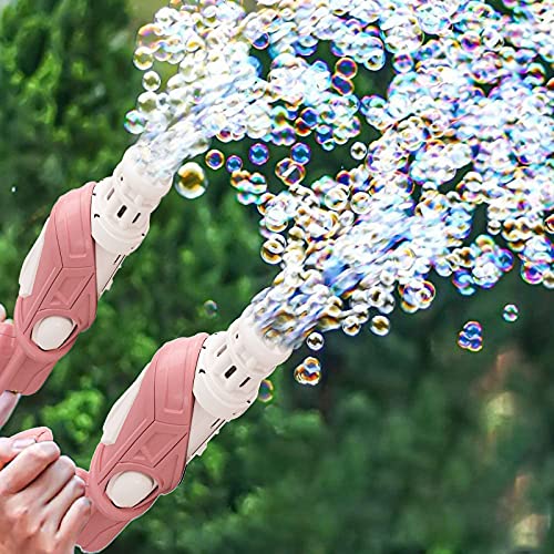 Bubble Machine, Gatling Bubble Machine, 8-Hole Bubble Blower, Automatic Bubble Blowing Machine Electric 40ML (Pink, Without Bubble Water)