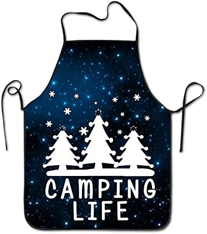 Camping Sign Happy Camper Bib Apron Adult Women Unisex Durable Comfortable Washable For Cooking Baking Kitchen Restaurant
