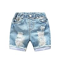 ZIYOYOR Kids Boys Girls Ripped Jeans Boyfriend Jeans Harem Pants (2-3T, Blue-Shorts)