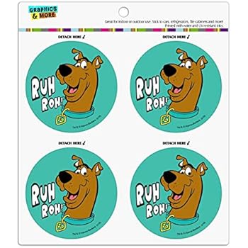 Scooby-Doo Ruh Roh Refrigerator Fridge Locker Vinyl Circle Magnet Set