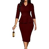 DinyIn Church Dresses for Women 2025 Casual Wrap Business Wear to Work Dress Bodycon Pencil Party Outfits