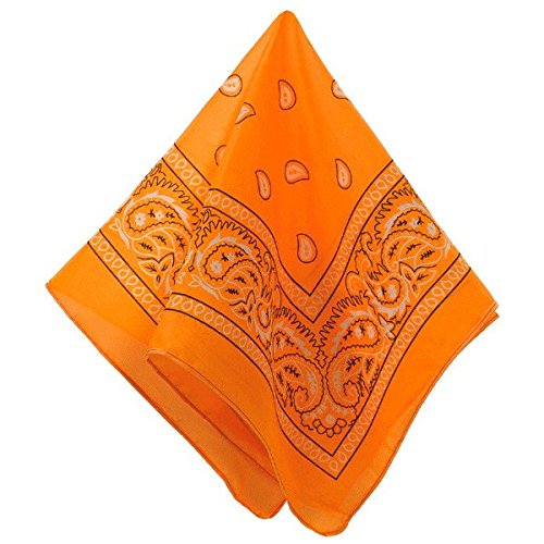 Neon Orange Bandana Western Cowboy Costume Party Headwear, Fabric, 20