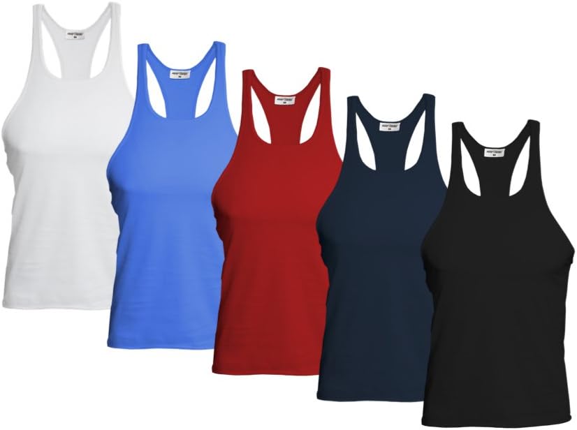 Raftaar 5 Pack Mens Gym Stringer Muscle Vest Tank Top Sports Top Bodybuilding Racerback