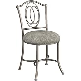 Hillsdale Emerson Metal Vanity Stool, Silver, 51053A
