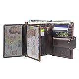RFID Blocking Leather Wallet for Men- Multi Card W/snap Closure Genuine Oil Wax Leather