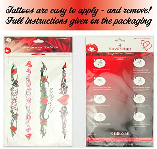 8 Large Sexy Naughty Temporary Tattoos for Women Ladies - Adult Fun for Lower Back Legs Arms Stomach - Thumbnail 2