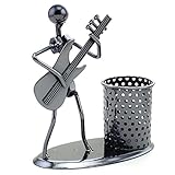 Zicome Recycled Metal Art Hand-made Pen Holder with a Musician Figure Playing Music - Decorative Desk Organizer Office Space Supply Multipurpose Pen Pencil Holder - A Creative and Amazing Desktop Decor