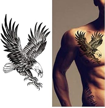 Hxman 3pcs Aigle Autocollant De Tatouage De Poitrine D
