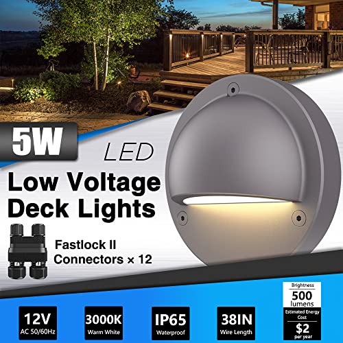 SUNVIE 12 Pack Low Voltage Deck Lights 5W LED Landscape Step Stair