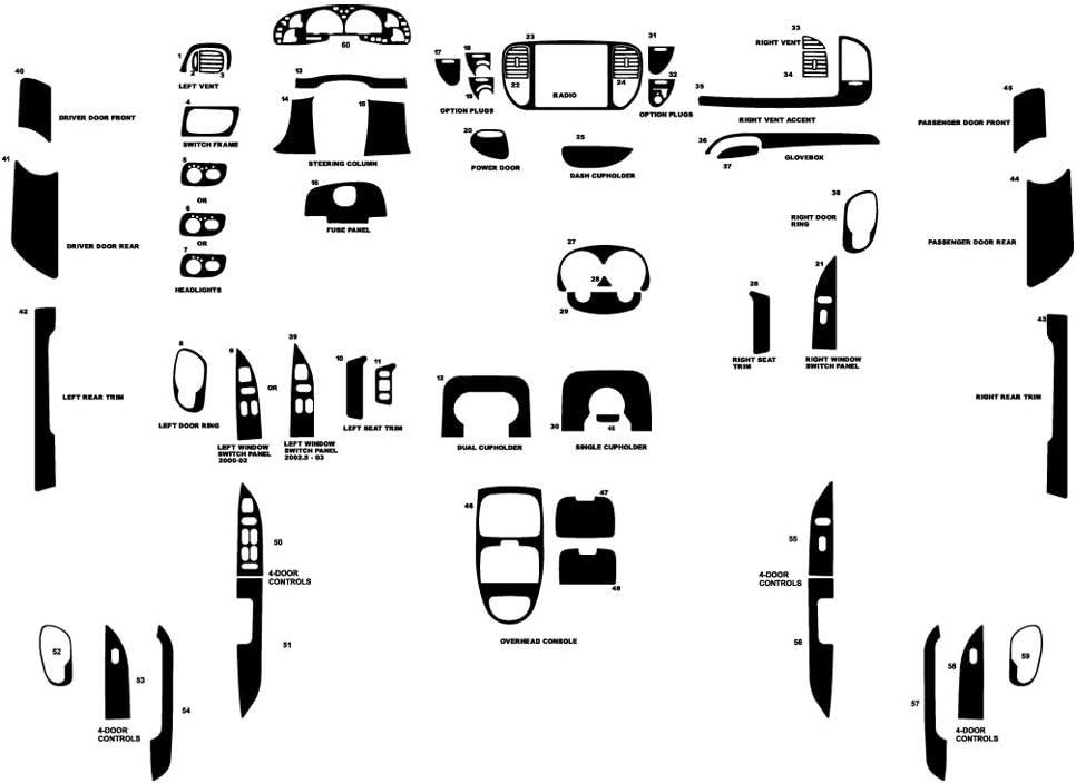 Rdash Dash Kit Decal Trim for Ford F-150 2000-2003 - Carbon Fiber 3D (Red)