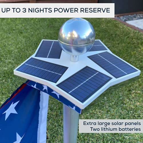 Solar Flag Pole Light, Solar Star Patriotic Flag Light Design for Wide