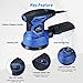 HoLife Random Orbit Sander, 7 Variable Speed, 2.5A/13000RPM 5-Inch Hook and Loop Orbital Sander, 26Pcs Sandpapers and 2 Polisher Accessories Kit, Efficient Dust Collection System for DIY - Blue