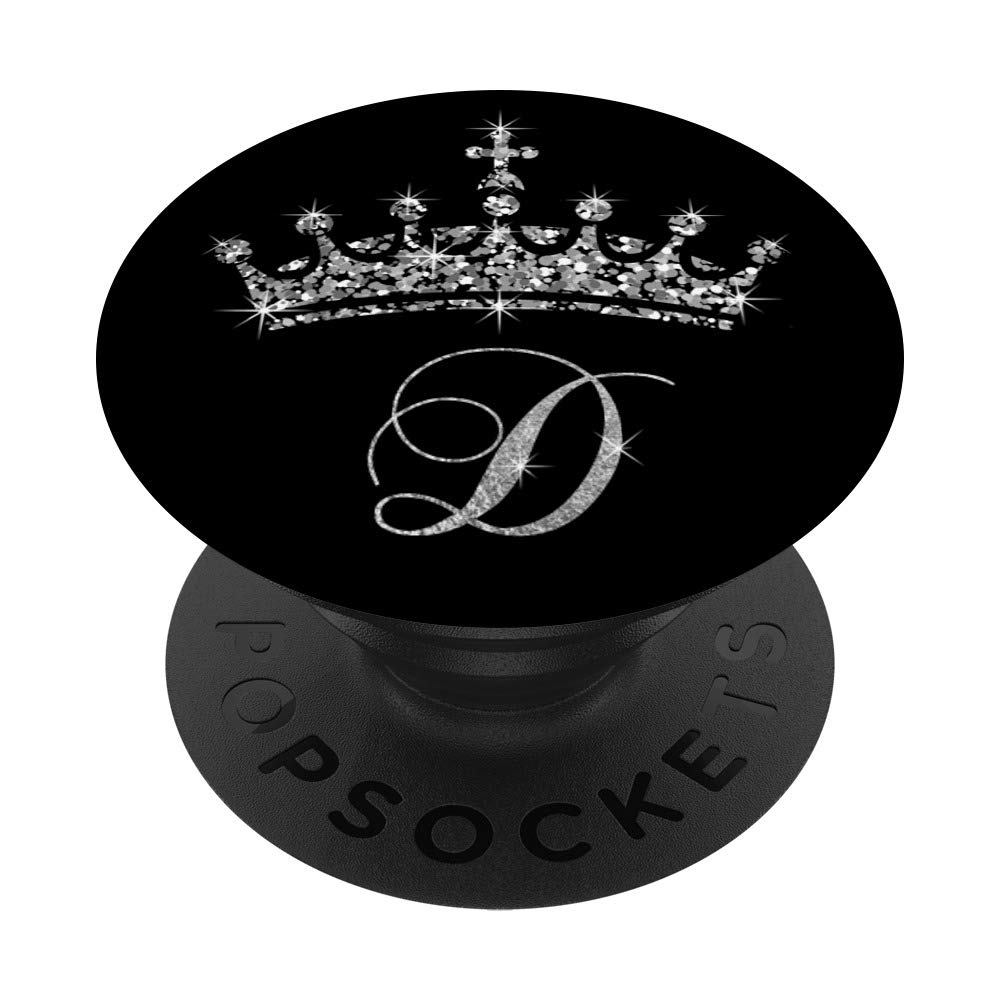 Initial D Letter Tiara Crown Queen Princess Royal - Crown D PopSockets PopGrip: Swappable Grip for Phones & Tablets