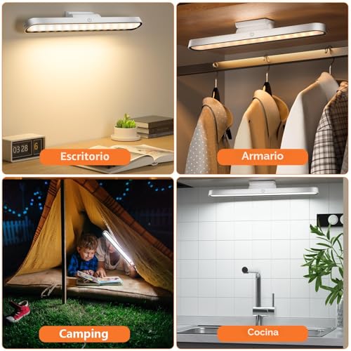 TOPPLEE Magnetic LED Light 2500mAh USB Rechargeable Cabinet Light Dimmable Night Light with Touch Control Suitable for Cabinet, Kitchen, Desk, Reading, Makeup