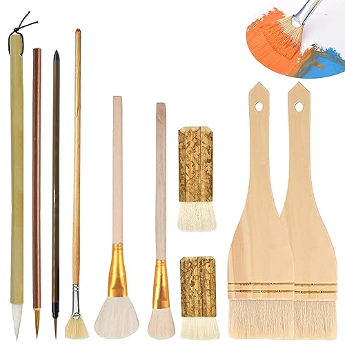 10 Pcs Pottery Glaze Brushes Ceramic Brushes Set Hake Brushes