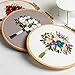 Akacraft Unfinished Embroidery Starter Kit, Cotton Fibric with Water Soluble Pattern, 6 inch Plastic Embroidery Hoop, Color Threads, and Needles, Handy Bouquet Series-Mixed Flowers