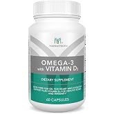 Mannatech - Omega-3 with Vitamin D3 - Softgels | Contains Pure Fish Oil, Omega-3 Fatty Acids, Vitamin D3, Supports Bone, Heart and Cognitive Health, Easy-to-Take Softgels