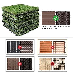 Artificial Grass Turf Interlocking Deck Tiles Set