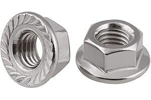 Stainless Steel Serrated Hex Flange Nuts Locknuts 50 Pcs (M6)