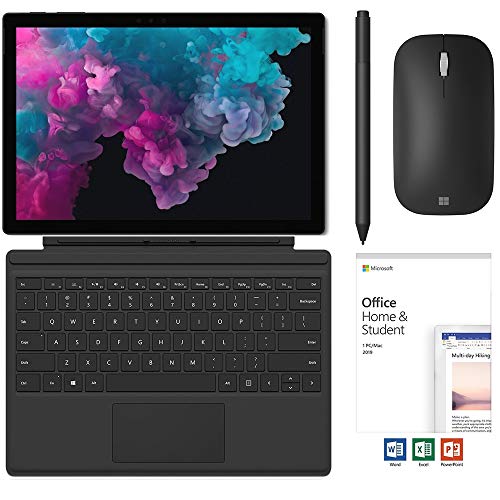 Microsoft Surface Pro 6 2 in 1 PC Tablet 12.3″ (2736×1824) Touchscreen, i5-8250U, 8GB RAM, 128GB SSD w/Type Cover, Surface Pen, Mouse, Office 2019, Backlit, Webcam, Fanless, Win 10 – Black