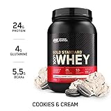 Optimum Nutrition Gold Standard 100% Whey Protein Powder, Cookies & Cream, 2 Pound (Package May Vary)