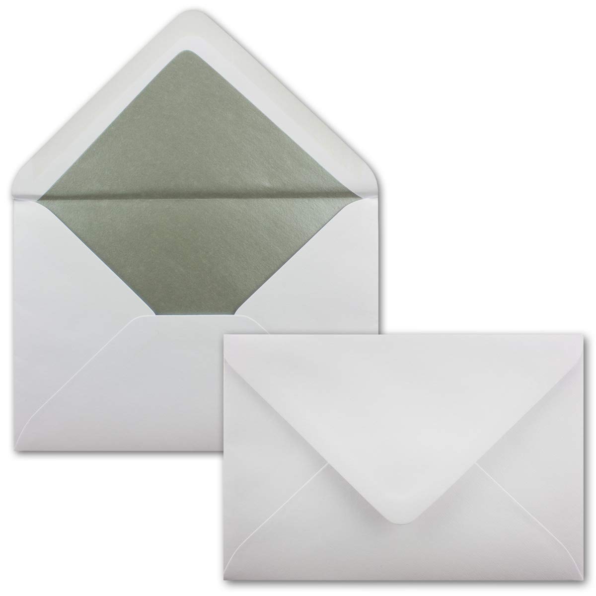 NEUSER PAPIER 50x envelopes B6 with Silver lining - 12.5 x 17.6 cm - white - lined with metallic paper - wet glue - FarbenFroh by GUSTAV NEUSER