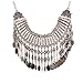 Flesser Vintage Choker Coin Tassels Hippie Boho Bohemian Festival Gypsy Jewelry (Silver)