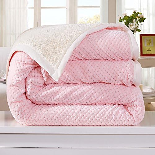 HHYWS Stylish Soft Warm bed throw sofa Throw Blanket Thick Pink 2-sided, lint-free towels V-baby,150200