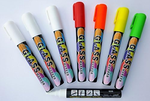 Liquid Chalk Marker Pens | Artist Quality Pen Set, Enhances Imagination, Reversible Bullet And Chisel Tips, Set Of 8 (4 White &amp; 4 Bright Colors), Use On Any Non-Porous Surface, Non-Toxic, Odor-Less