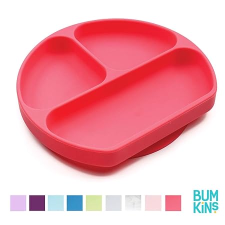 Bumkins Silicone Grip Dish, Red