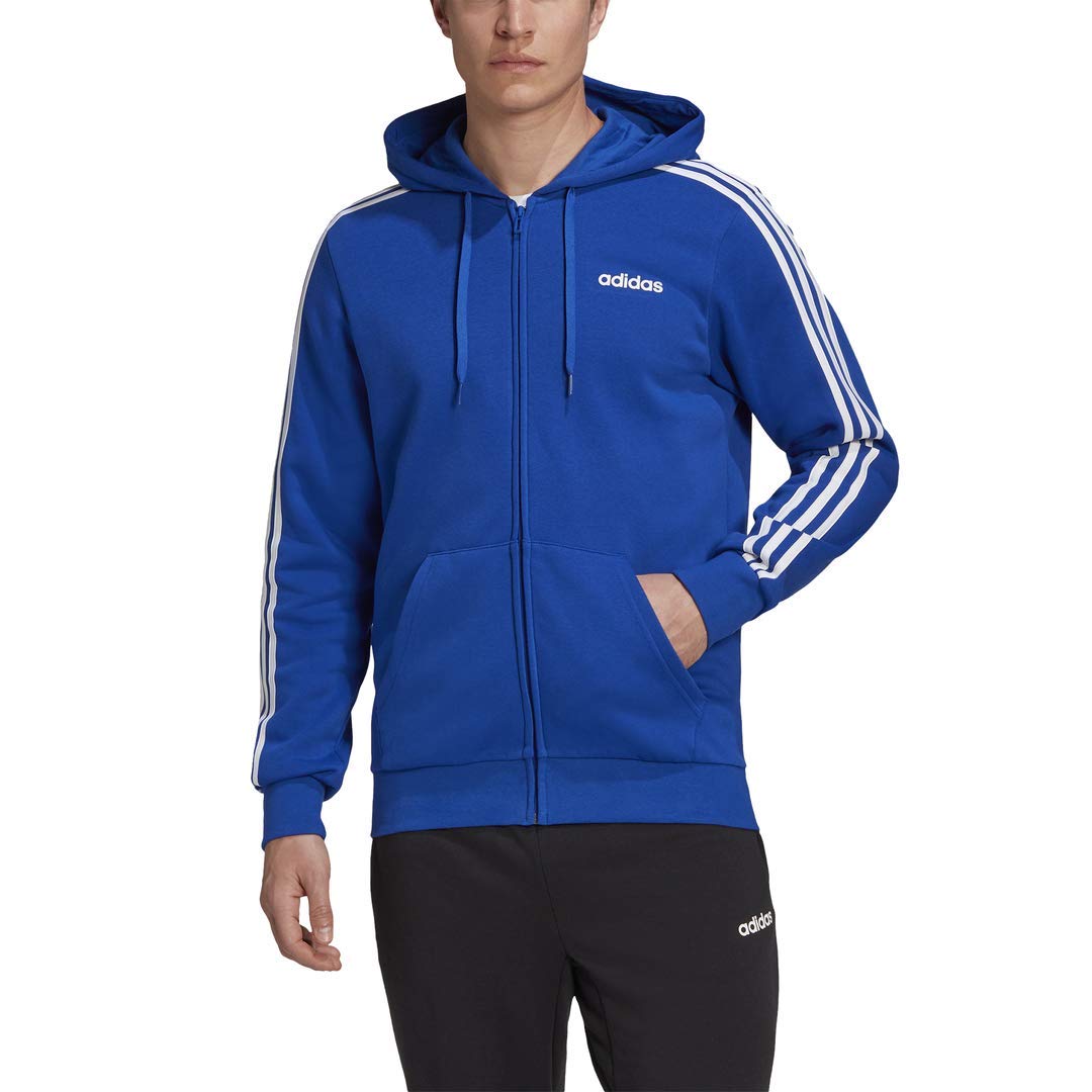 adidas Male Essentials 3Stripes FullZip Fleece, Team Royal Blue/White
